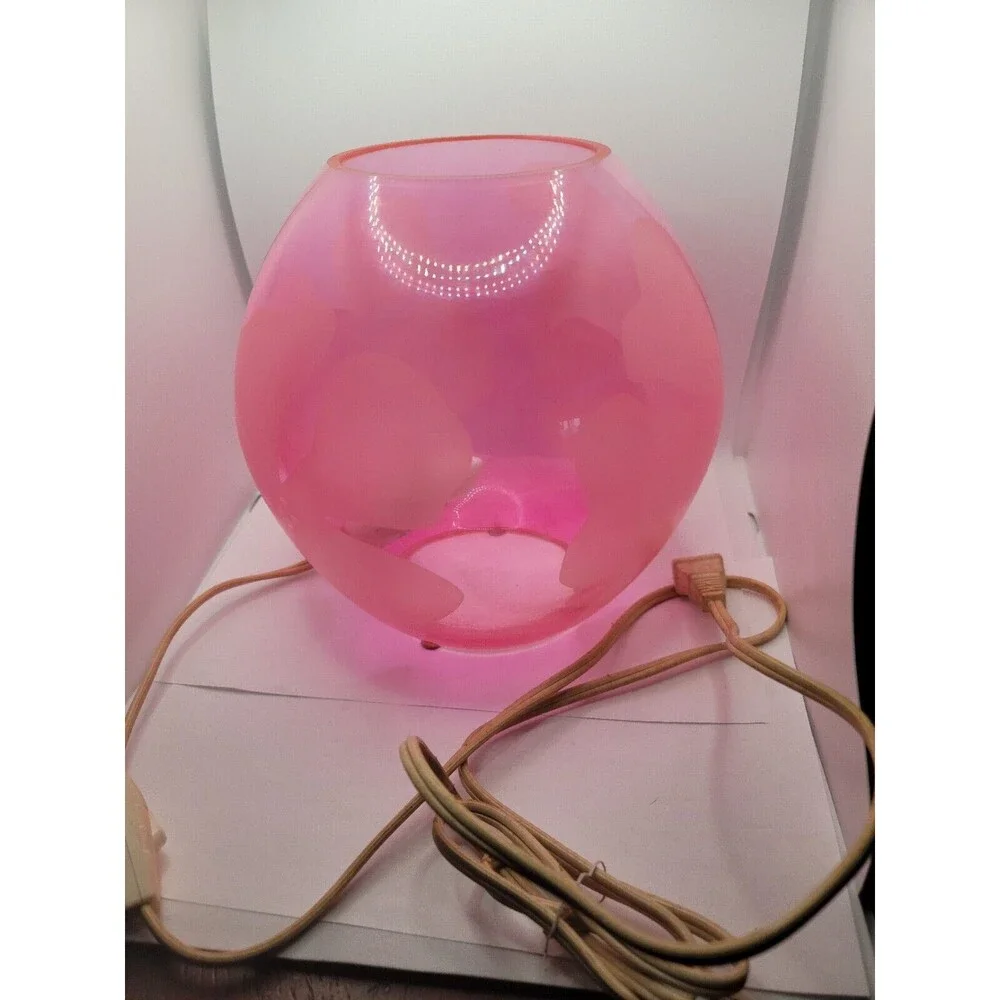 IKEA Knubbig 4” Table Lamp Butterfly Floral Light Pink Glass Globe No Bulb